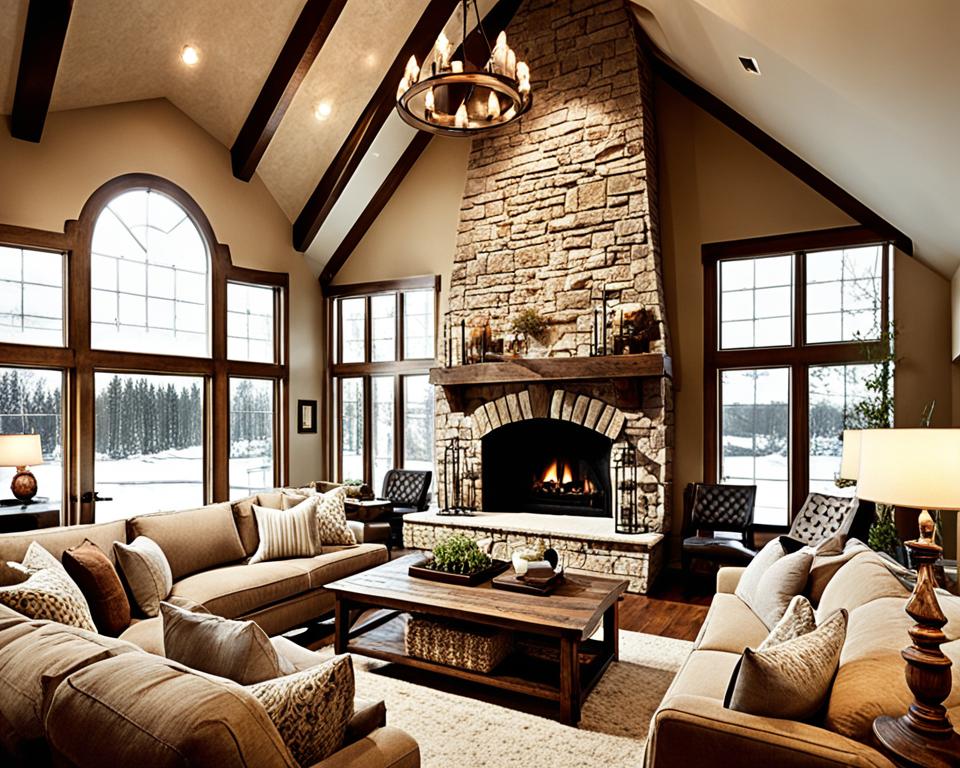 cozy vaulted ceiling living room