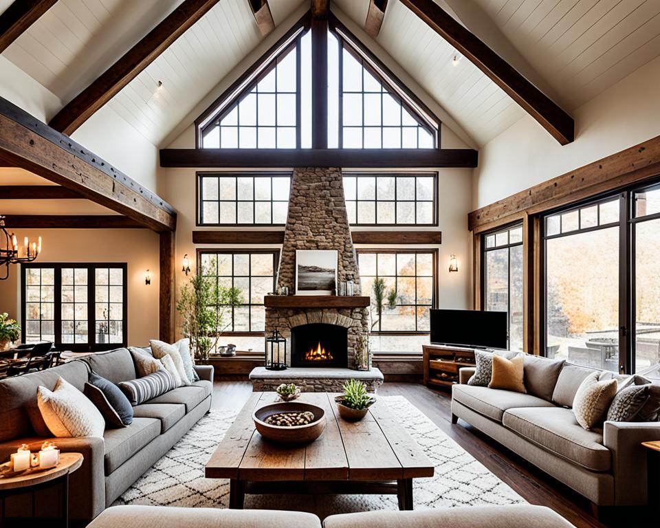 exposed beam living room decor