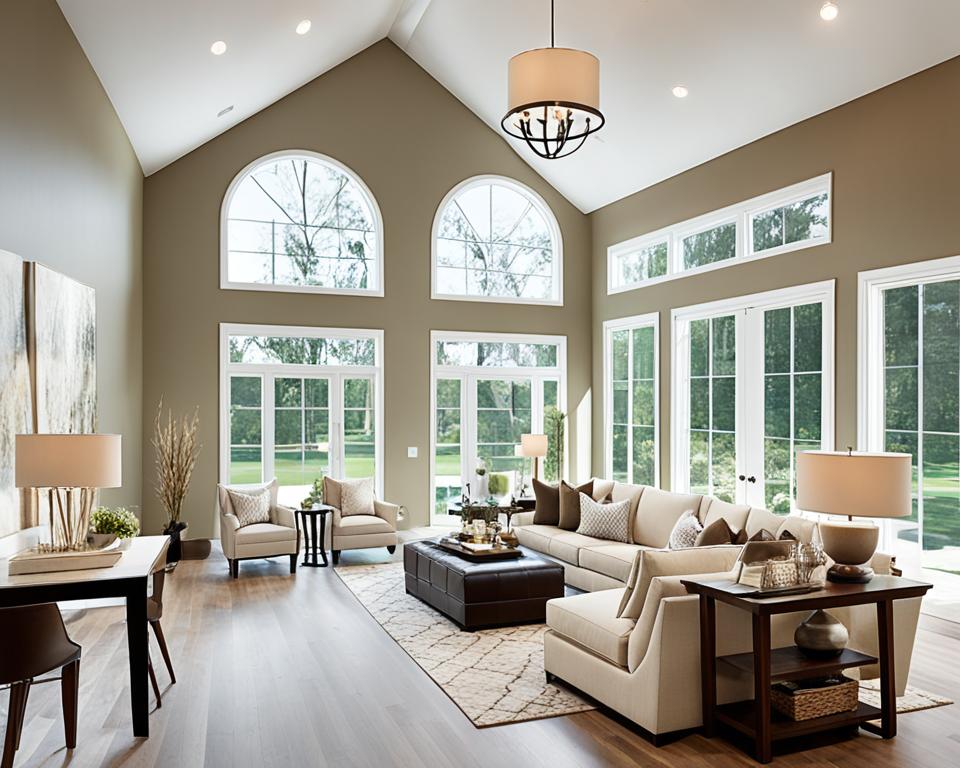 high ceiling living room