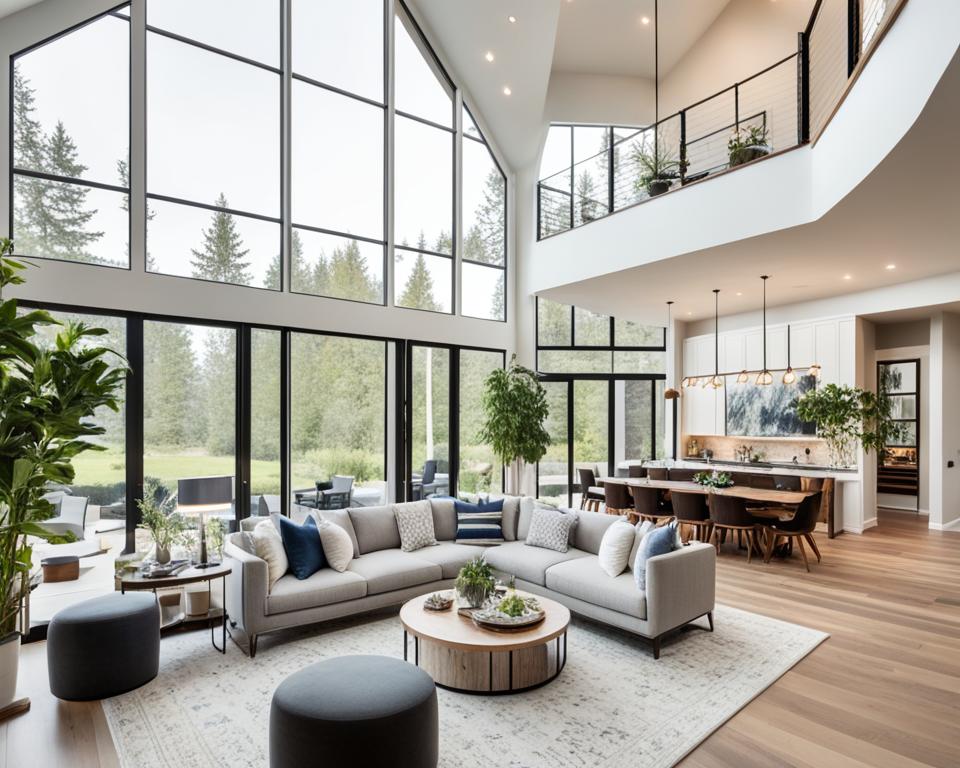 high ceiling living room