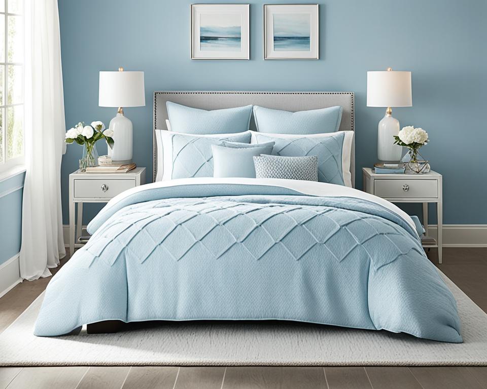 light blue wall bedroom decor