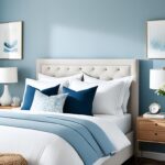 light blue wall bedroom decor