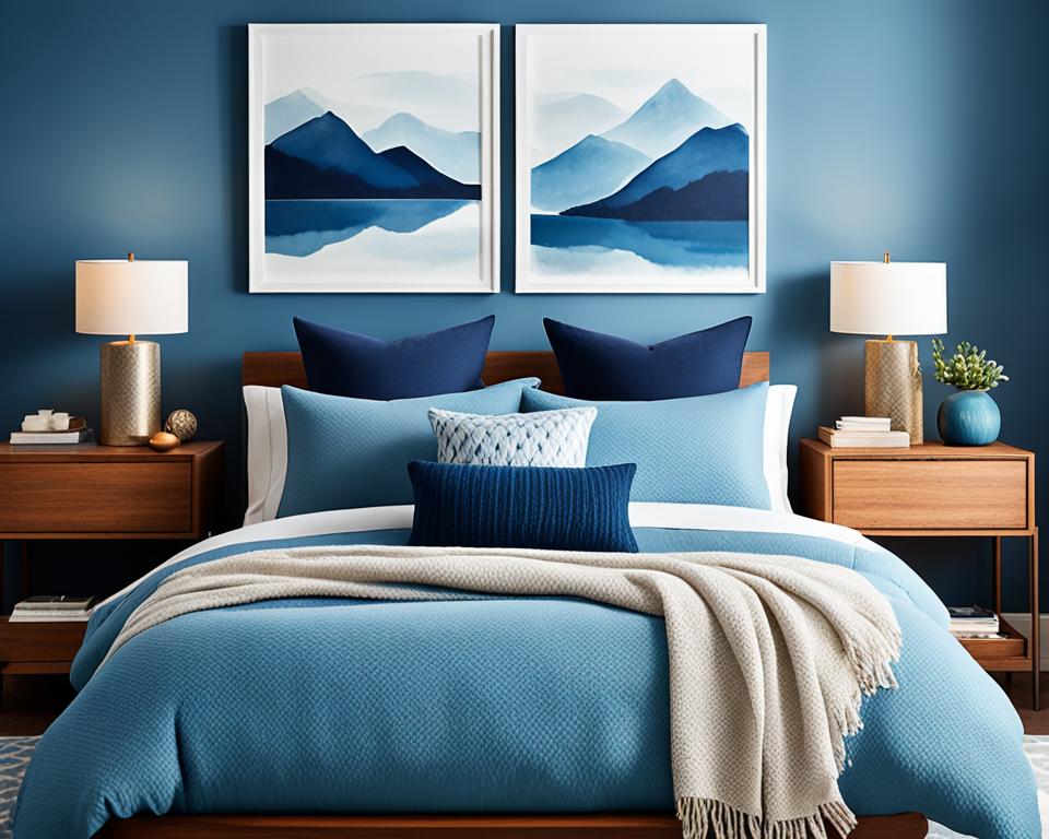 light blue wall bedroom decor