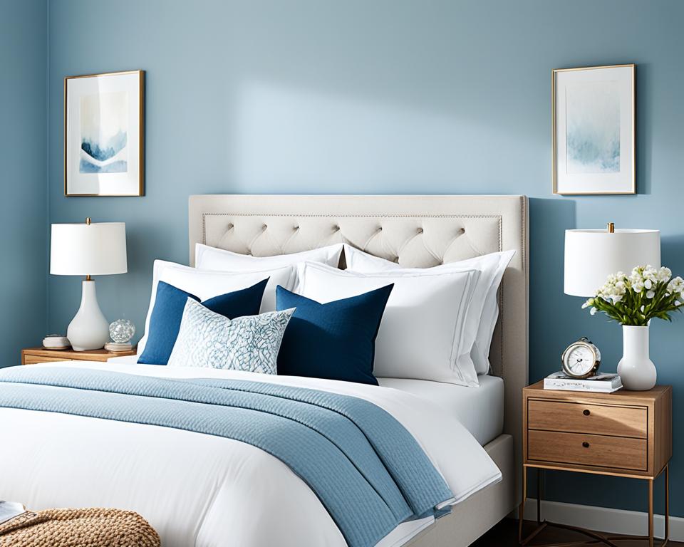 light blue wall bedroom decor